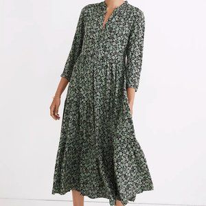 Button-Front Tiered Midi Dress in Fleur Field